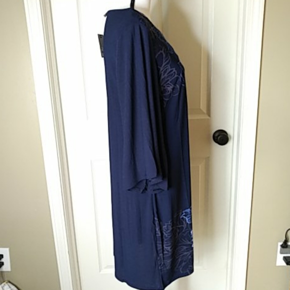 NEW Dana Buchman Blue Floral Dress 3/4 Sleeve LP - Picture 2 of 5